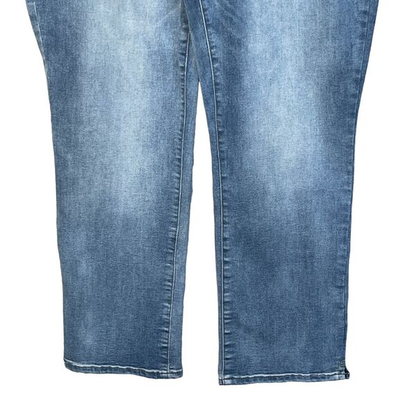 NYDJ Sheri Slim Pants Women Size 16 Blue Pockets Button Snap Fly Stretch - Picture 4 of 14